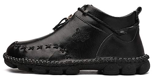 Honeystore Men's Zipper Booties British Boots High-top Leather Motorcycle Shoes2