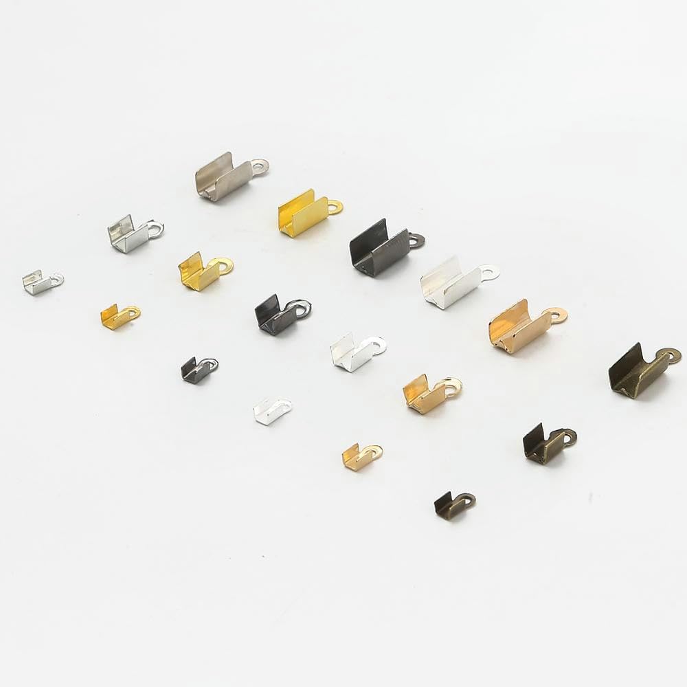 SOFPLATE 1200 Stück Umklappbare Crimp-Endkappen Für Schmuck – 4 Farben, 9x3.5x4 Mm, Ideal Für Armbänder & Halsketten