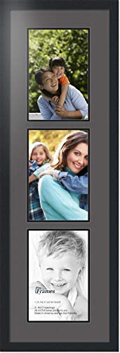 ArtToFrames Collage Photo Frame Double Mat with 3 - 8x12 Openings and Satin Black Frame