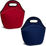 2 Pcs Neoprene Lunch Bag Insulated Thermal Lunch Bag Reusable and Foldable Lunch Bag with Zipper for...
