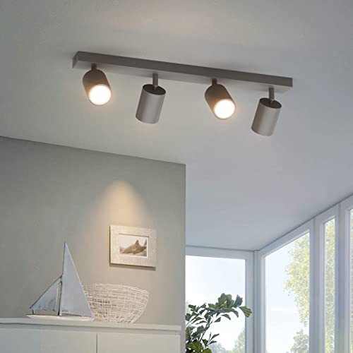 Klighten Spot Plafond GU10, Plafonnier 4 Spots Gris foncé Rotatif, Moderne Luminaire Plafonnier, Éclairage de Plafond Interieur pour Cuisine, Chambre, Salon,...