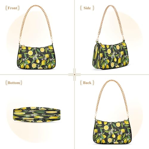 Shoulder Bags for Women Lemon Hobo Tote Handbag Small Clutch Purse with Zipper Closure2