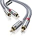 Produktbild RIKSOIN Cinch Kabel, 2 Stück (2,4m) 2 x Cinch-Stecker auf 2 x Cinch-Stecker Subwoofer Chinch Audio Kabel [Abgeschirmt, HiFi-Qualität] RCA Kabel für HDTVs, Verstärker, HiFi Anlagen, DVD Player & Mehr