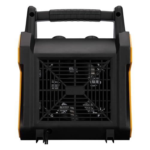 TCP Black Tough Electric Fan Heater - 2kW, Fast Heating, Adjustable temperature, Easy Use Controls, Durable Industrial Design, Portable with Handle