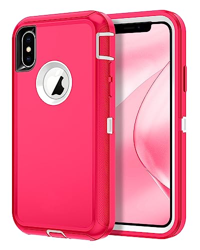Hucasok iPhone X/XS Case, Shockproof Rugged Full Body Protection, 3-Layer Cover, Pink/White -  HU0052-06