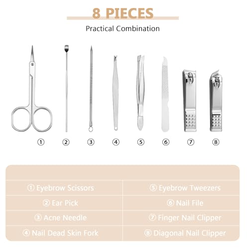 Geosar 12 Sets Manicure Set Nail Clippers Pedicure Kit Stainless Steel Pedicure Grooming Kits Nail Care Tools with Luxurious Travel Case for Wedding Gift(Glitter Rose Gold)