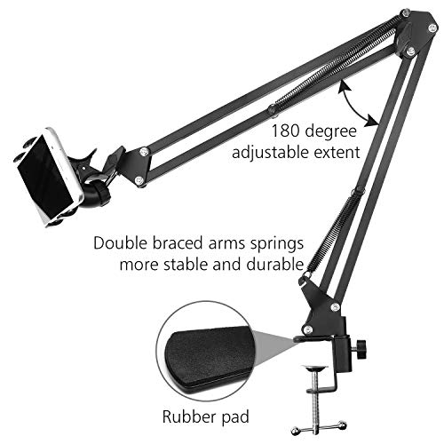 Chromlives Phone Overhead Video Stand Articulating Arm Phone Mount Overhead Table Top Mount Flexible 360° Rotation Cell Phone Clip Holder For Streaming Phone Baking Crafting Cooking And More #TOP2