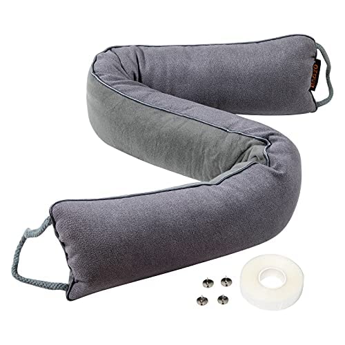 MAGZO Zugluftstopper für Türen 93 x 10 cm, Schwer Türschlange Windstopper Tür Schutz vor Lärm und Zugluft, Grau Cover
