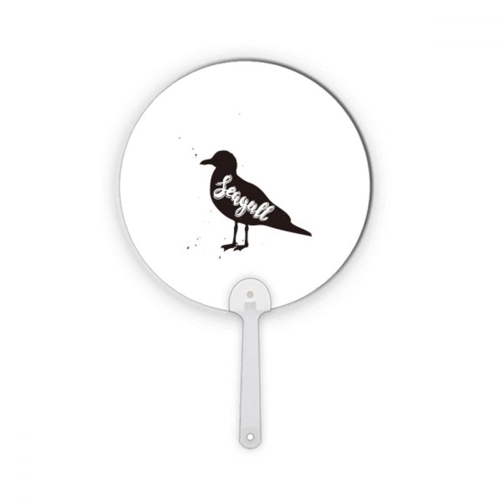 Éventail rond en plastique mouette noir et blanc portable et léger pour le soleil