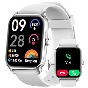Smart Watch for Men Women, Answer/Make Calls, Alexa Built-in, [1.8" HD Screen] Smart Watches for iPhone/Samsung/Android, Fitness Watch with Heart Rate Sleep SpO2 Monitor,IP68,100+ Sports-White