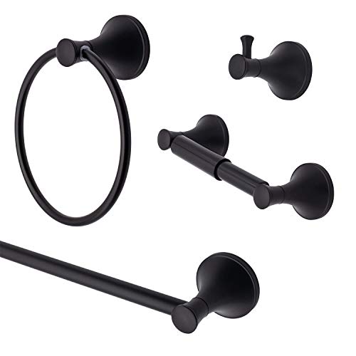 Bennington Windsor 4 Piece Bath Hardware 24-In. Towel Bar Bathroom Accessory Set, Black #TOP8