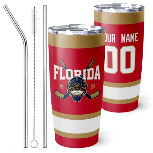 Image of ANTKING Florida Tumbler 20oz Custom Name Number Travel Mug Gifts | Stainless Steel Insulated Coffee Cup for Men Women