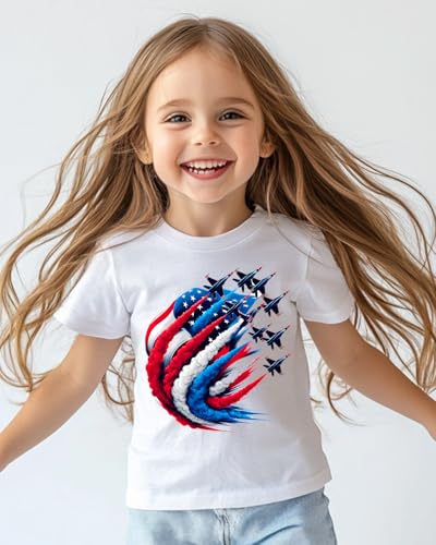 Habudda 4th of July Shirt for Boys Girls Kids Toddler USA Shirts, Red White and Blue American Flag Independence Day Patriotic Tee 2T-8T4
