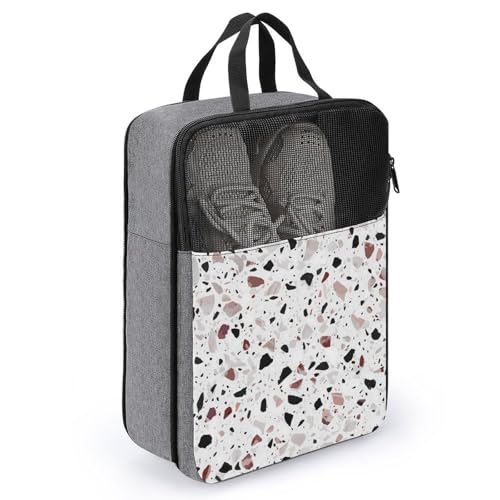 Sac à chaussures imprimé Terrazzo rouge avec système suspendu élégant