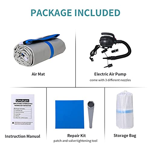 Umeken Inflatable Gymnastics Mat 16 Ft Air Mat Tumbling Mat Tumble Gymnastic Exercise Training Mat For Home/Practice/Cheerleading/Yoga/Beach/Water/Park With Pump #TOP7