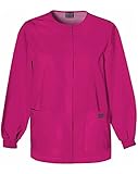 Cherokee Workwear scrub Warm Up Jacket for Women, Raspberry, Medium
