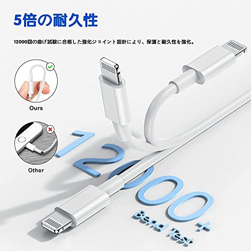 【2026新版 MFI認証】iPhone 充電ケーブル 純正 2M 2本セット 充電器 MFi認証 急速充電 高速データ転送 断線防止 アイホン 超高耐久 iPhone 14/ 14 Pro/ 14 Pro Max/ 13 Pro/ 13 Pro Max/ 12/ 11/ XS/XR/ 8/ 7/ 6s/ 6/ SE 2020 iPad Mini/Air 対応.
