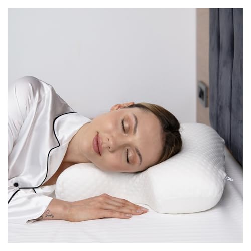 CASAROL Dual Side Beauty Pillow. 2 in 1 Anti Aging and Anti Wrinkle and Face Pillow. Memory Foam for Neck and Shoulder Pain for Back and Side Sleepers. (Viscon White)