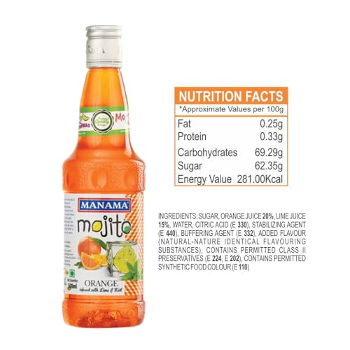 Image of Manama Orange Syrup | Mixer for Mocktails, Cocktails, Drinks, Juices, Beverages | Non Alcoholic Mix 750ML Bottle