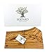 SOLTAKO Tabla de Cortar Cocina madera de olivo, Juego de 2 tablas de queso, bandeja de aperitivo de oliva tunecina, tabla de pan de madera, tabla para cortar (Longitud aprox. 35-38 cm)