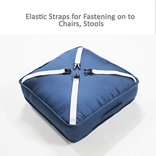 Image of COOZLY 18 Inches X 18 Inches Chairpad /Seat Cushion with Elastic Straps - Cotton Printed Design Tuf Fibre Filling | Seat Cushion (Gingham)