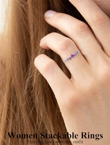 Eternity Ring for Women Sterling Silver Halo Stacking Band Birthstone Jewelry Size 5-102