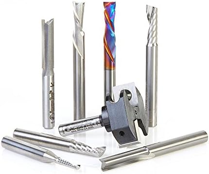 Amana Tool - AMS-164 8-PC CNC Starter Router Bit Collection, 1/4" Shank