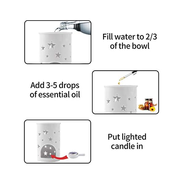 Comsaf Keramik Duftlampe Teelicht, Aromalampe mit Kerzenhalter, Mini Teelichthalter Öl Brenner, Aroma Diffuser Räucher… – Bild 8