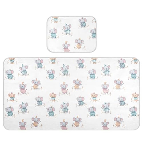 Bolaz Summer Sleeping Bed Pad, Funny Elephant Cooling Mattress Set Breathable Bed Mat Ice Silk Mat + Pillow Cover for Toddler Boys Girls