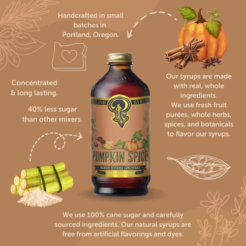 Image of Portland Syrups Pumpkin Spice - Drink Mix for Exceptional Cocktails, Sugar Syrup for Drinks, Simple Syrup for Coffee, Mocktails, Baking, 12 oz, 24 Servings (Pack of 2)