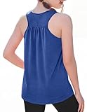 Zaclotre Girls Pleated Racerback Tank Tops Athletic Workout Sport Shirts for Running Gym Yoga 5-14 Years Royal Blue