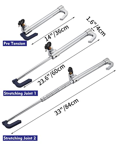 Steering Wheel Lock Anti-Theft Car Device, Steering Wheel Pedal Brake Lock Retractable Double Hook Car Security Products Universal Fit Golf Cart/Truck/SUV/Van with 3 Keys(Stainless Color) - Thumbnail 2