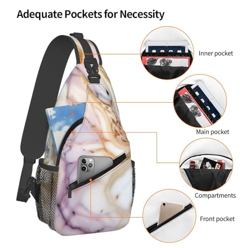 Mochila Bandolera Urbana con Estampado Mármol Rojo y Blanco miniatura 4