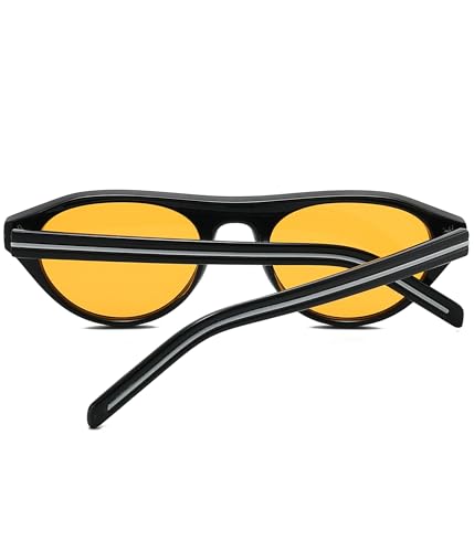 Image of EYLRIM Retro Oval Cat Eye Sunglasses for Women Men Trendy Flat Top Narrow Cateye Shades UV400 Protection