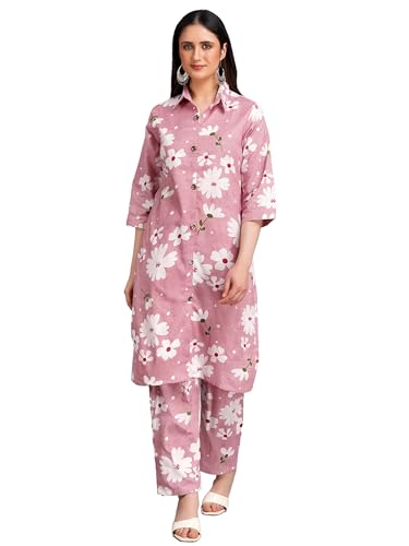 Image of Women's Printed Cotton Blend Co-ord Set Top & Bottom Two-Piece Set Casual & Office Wear