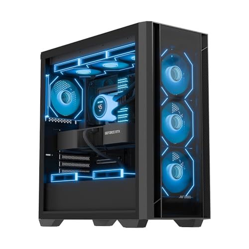 Image of Ant Esports Aqua 360 4F Mid-Tower Computer Case /Gaming Cabinet - Black | Pre-Installed 4 ARGB Fans