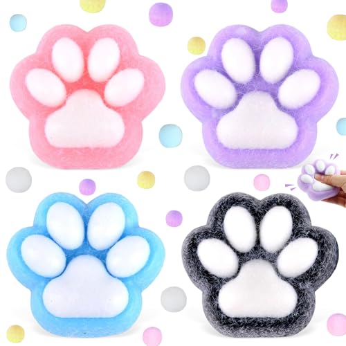 Giocattoli da Spremere Zampe di Gatto, 4 Pcs Giocattolo a Zampa di Gatto, Squishy Paw, Fufu Squishy, Taba Squishy, Squishy Zampa di Gatto,Antistress Squishy,Giocattoli Anti-Stress per Bambini e Adulti