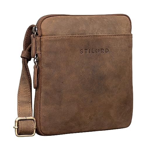 Bolso de hombro para hombre de auténtica piel STILORD Carson acabado vintage