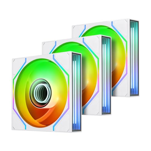Image of Thermaltake SWAFAN 140 EX Infinity ARGB Sync; Infinity Mirror Hub; Infinity Mirror Frame;; PWM 500~1800 RPM; MagForce 2.0; Swappable Blades; 5V 3-Pin Motherboard Sync; 3-Pack; White; CL-F255-PL14SW-A