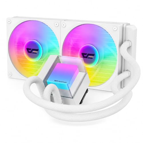 darkFlash CB240 240mm AIO �t��CPU�N�[���[�A280W TDP�AARGB PWM�t�@���A�z���C�g | �p�m���}ARGB�E�H�[�^�[�u���b�N�A280W TDP��p�A�v���C���X�g�[�����ꂽPWM�t�@��2�A���R�[���h�v���[�g�A�f�C�W�[�`