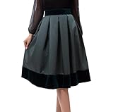Kelliar Trachtenrock Damen,Trachtenrock Knielang Dirndl Rock Grün Polka Dot Dirndl Damen Midi Samt Dirndlrock Modern für Oktoberfest Outfit Trachtenröcke, Größe 40
