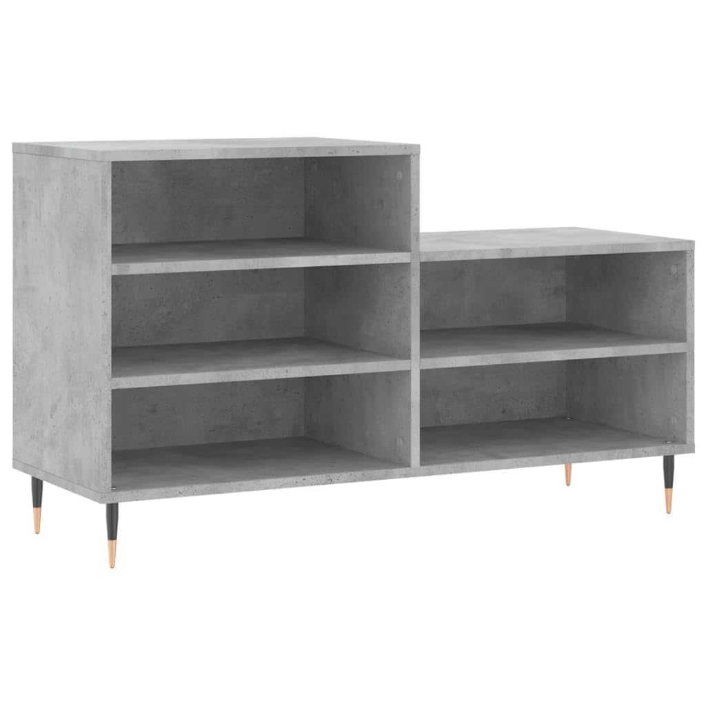 Meuble à chaussures gris béton 102 cm étagère en bois pour entrée