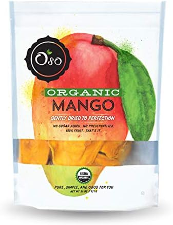 Oso Snacks Organic Dried Mango Slices, Premium Quality, No Added Sugar or Preservatives, Big Pieces Only, 26oz