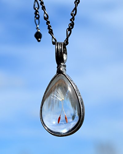 Handmade Dandelion Seed Wish Pendant Necklace For Women, Keepsake Jewelry Gift Idea, Quality Glass Not Resin, #TOP4
