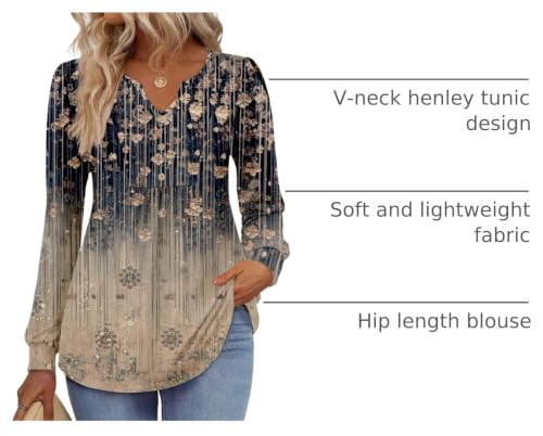 Image of Zeagoo Womens Long Sleeve Tops Fall V Neck Shirt Casual Pleated Tunic Top