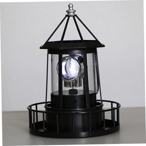 Lampe de phare solaire extérieure étanche rotative pour patio et cour