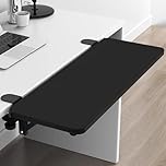 ybaymy Foldable Keyboard Tray 75 x 25Cm Desk Extender Tray Punch-Free Clamp on Ergonomic Mouse Keyboard Platform Extender, Computer Elbow Arm Support