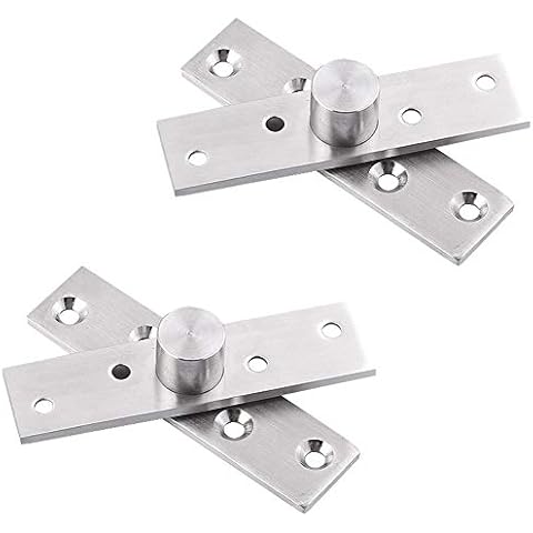 360 Degree Door Pivot Hinge, Tiberham 2Pcs Stainless Steel Rotation Hidden Door Centre Shaft Pivot Hinges, Heavy Duty Concealed Rotating Door Hinge with Fixing Screws (3 x 0.7 Inches) Cover