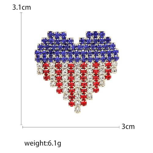 Image of Rhinestone Waving USA Flag Brooch Pin for Men Women Silver Tone Fashion Crystal 4th of July American Patriotic Medal Blue Red Enamel Brooches Dress Accessories Veterans Independence Memorial Day Jewelry