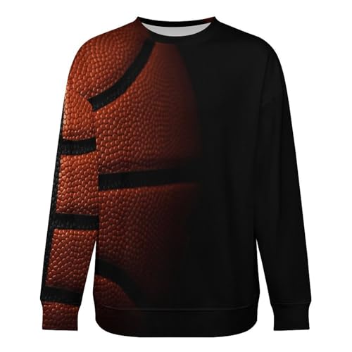Basketball Ball Texture Crewneck Sweater Men Funny Crew Neck Sweater Long Sleeve Casual Lightweight Pullover3